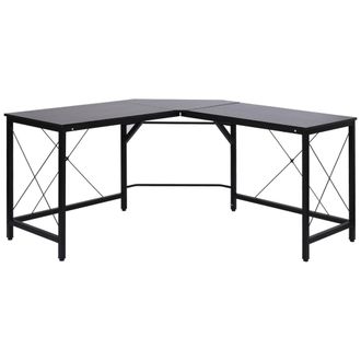 HOMCOM Homcom - Escritorio En Forma De L Escritorio Esquinero Moderno Con Marco De Acero Carga 70 Kg Para Oficina Hogar Estudio 150x150x76 Cm Negro
