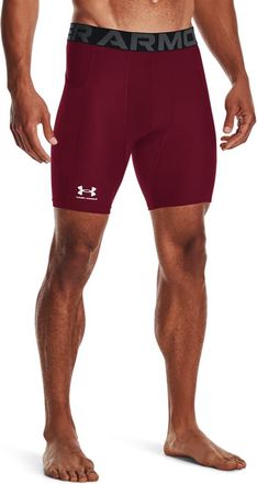 Under Armour Mens Armour Heatgear Compression Shorts, Cardinal (625)/White, X-Large