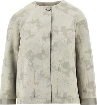 Emporio Armani Light Jackets, female, Gray, Size: 2XS Camou Flower ASV Jacquard Jacket