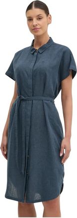 Fj&auml;llr&auml;ven &Ouml;vik Hampa Jurk - Dames - Shirt Kleedjes - Blauw - S - Hennep - Kleedjes