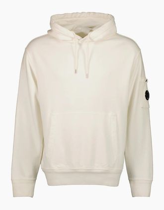 C.P. Company Mens Diagonal Fleece Lens Hoodie - White - Size: 44