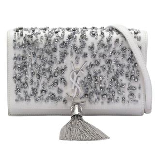 Saint Laurent Pre-owned Clutches, female, White, Size: ONE SIZE Pre-owned The Kate Wallet on Chain