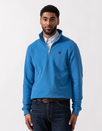 Belstaff Mens Belstaff Quarter Zip Sweatshirt - Marine Blue - Navy - Size: 38