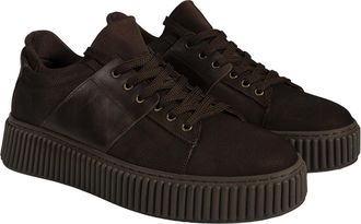 Desa Man Trainers - Black Leather, Slip-On, Nubuck Finish, Breathable Lining | Brown - 43