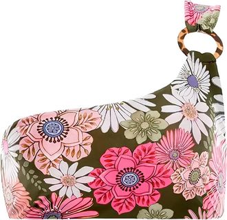 Agua Bendita Top bikini a fiori - Verde