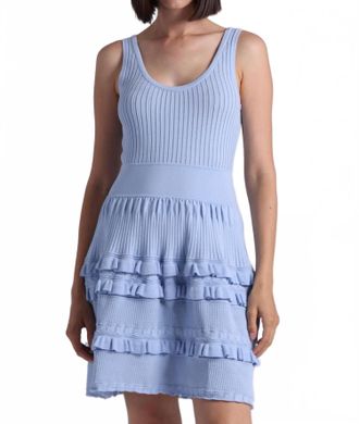 Minnie Rose Viscose Pointelle Ruffle Sleeveless Dress In Sky Blue