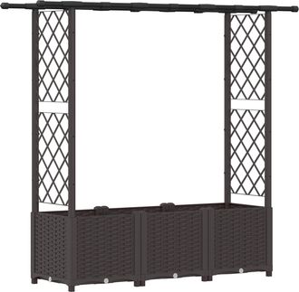 vidaXL Cama Elevada Con Trellis Y Techo Marr&oacute;n 162,5 X 40 X 136 Cm Pp Vidaxl