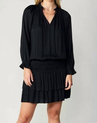 Current Air Laurel Pleated Mini Dress In Black