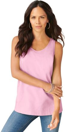 Roaman's Plus Size Cotton Scoopneck Tank Top in Primrose at Nordstrom, Size Medium
