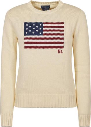 Polo Ralph Lauren Truien & Vesten, Dames, Wit, S, Katoen, Witte Sweater Vlag Pullover