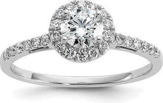 Diamond2Deal 14k Gold Lab Grown Diamond Halo Engagement Ring 3/4Ct Clarity- VS Color- G-H