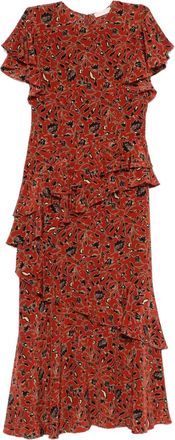 Ulla Johnson Abito midi Amaia a fiori - Rosso