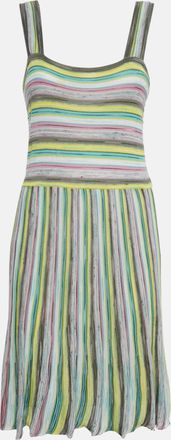M Missoni Multicolor Stripe Cotton Blend Knit Short Sleeveless Dress