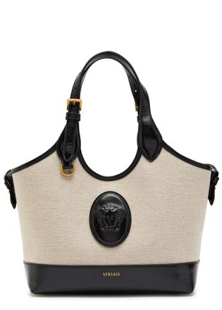 Versace Small Leather and Canvas Tote bag - Black - One Size