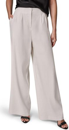 DKNY Wide Leg Linen Blend Pants in Cream at Nordstrom, Size 16