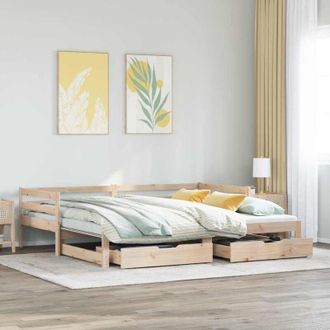 vidaXL Sof&aacute; Cama Con Cajones Madera Maciza De Pino 90x200 Cm Vidaxl