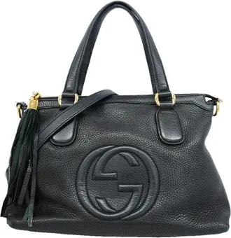 Gucci Black Leather Tote Bag (Pre-Owned)