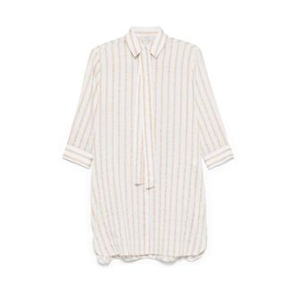 Mazzarelli Shirts, female, White, S, Beige Buttoned-Cuff Shirt with Pockets