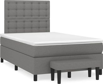 vidaXL Cama Box Spring Con Colch&oacute;n Tela Gris Oscuro 120x190 Cm Vidaxl