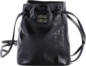Miu Miu Aviator Patent Mini bucket bag - Nero