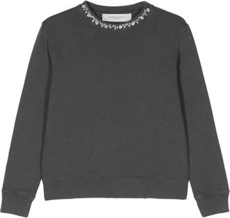 Golden Goose Relaxed Grey Sweater With Embellished Neckline