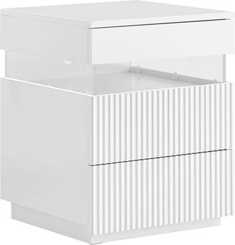 SoBuy SoBuy Nightstand with 3 Drawers & LED Lighting, 3 Adjustable Light Colors, Modern Nightstand for Bedroom & Living Room, L41 &times; W40 &times; H52 cm, White