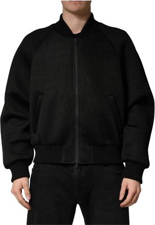 Dolce & Gabbana Nylon Plate Bomber Jacket - Heren - Bomber jackets - Zwart - M - Nylon - Jassen