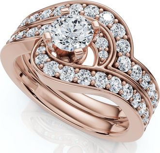 Pompeii3 1Ct TW Diamond Engagement Wedding Ring Set 14k or Platinum Gold Lab Grown