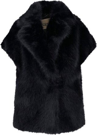 Herno Black Short-Sleeved Faux Fur Jacket