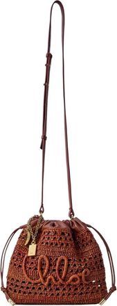Chlo&eacute; Tassen, Dames, Bruin, ONE Size, Leer, Mini Zomer Banaan Trekkoord Schoudertas
