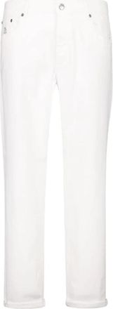 Brunello Cucinelli Witte lichtgewicht denim broek - Heren - Slim Fit Jeans - Wit - L - Denim - Jeans