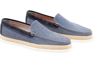 Martin Dingman Mens Venetian Washed Canvas Loafer In Ocean