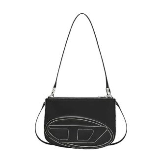 Diesel Shoulder Bags, female, Black, Size: ONE SIZE Oval Logo Shoulder Bag