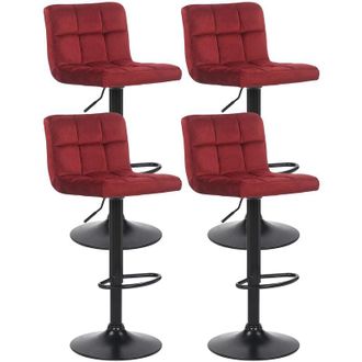 Clp Clp - Set De 4 Taburetes De Bar Feni En Terciopelo Rojo