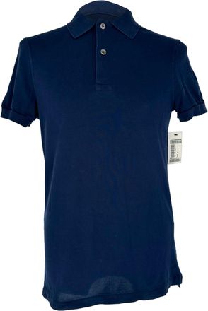 Tom Ford Short Sleeve Polo Shirt in Navy Blue Cotton