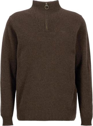 Barbour Essential Lamswol Half Zip Trui - Heren - Vesten met rits - Bruin - M - Wol - Hoodies & sweatvesten