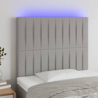 vidaXL Cabecero Con Luces Led Tela Gris Claro 80x5x118/128 Cm Vidaxl