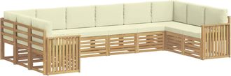 vidaXL Conjunto De Sof&aacute;s De Exterior 10 Uds. Blanco Y Crema Poli&eacute;ster Vidaxl