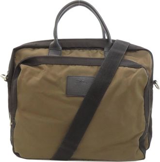 Longchamp Black Khaki Nylon Briefcase (Pre-Owned)