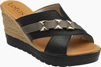 Lotus Womens Barracuda Womens Wedge Sandals - Black - Size: 6
