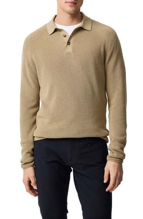 Rodd & Gunn Eastern Bush Long Sleeve Cotton Rib Polo Sweater in Camel at Nordstrom, Size Xxx-Large