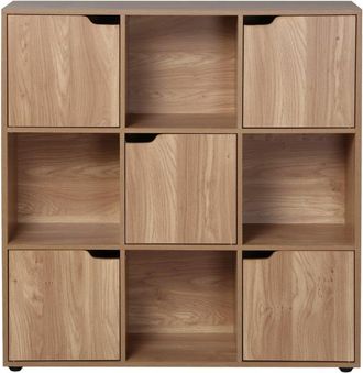 Calicosy Biblioteca con 9 compartimentos y 5 puertas de madera - L88,8 cm