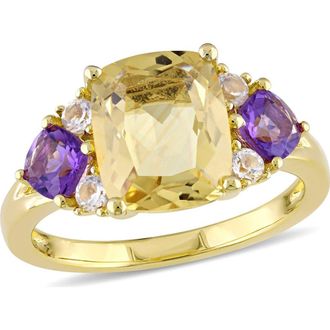 Delmar Cushion Cut Citrine, Amethyst & White Topaz Ring in Multi at Nordstrom Rack, Size 5