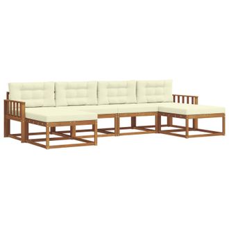 vidaXL Conjunto De Sof&aacute;s De Exterior Con Coj&iacute;n 6 Pcs Natural Y Crema Vidaxl