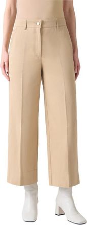 Akris Chiara Wide Leg Crop Cotton Gabardine Pants in Beige at Nordstrom, Size 10