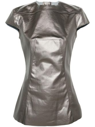 Rick Owens Edfu SS metallic-finish T-shirt - Silver