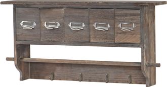 Hhg Hhg - Appendiabiti Mensola Cucina Shabby Vintage 355 Legno Con Cassetti Marrone