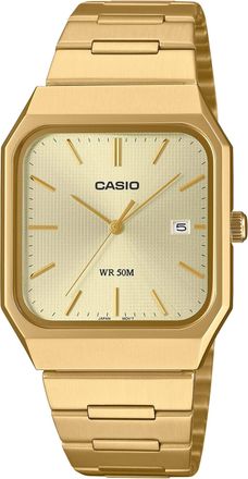 Casio Mens Gold Dial Stainless Steel Square Analog Watch - MTP-B185G-9AVDF