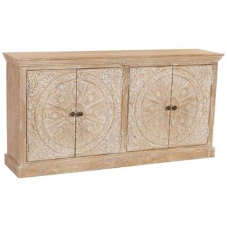 Wanderlust Deco Aparador de madera artesanal 4 puertas 180x40x90h cm