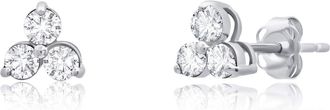 MAX + STONE 14k White or Yellow Gold Small Gemstone Trio Round Stud Earrings